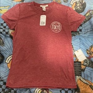 Forever 21 Heather Red Konnichiwa Tokyo Logo Tee